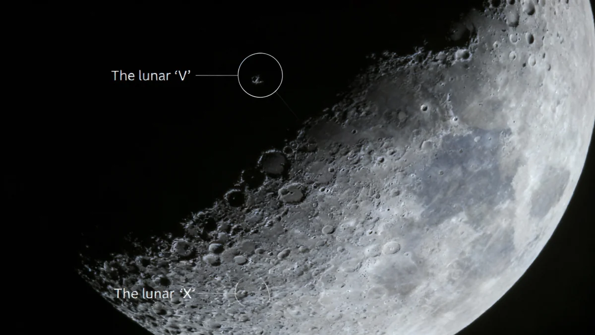 Lunar 'X' and 'V' Visible Tonight