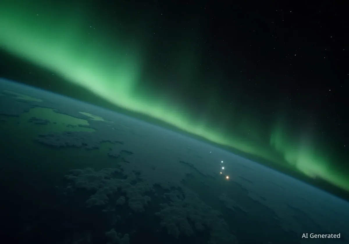 Astronaut Captures Starlink Satellites Over Earth's Aurora